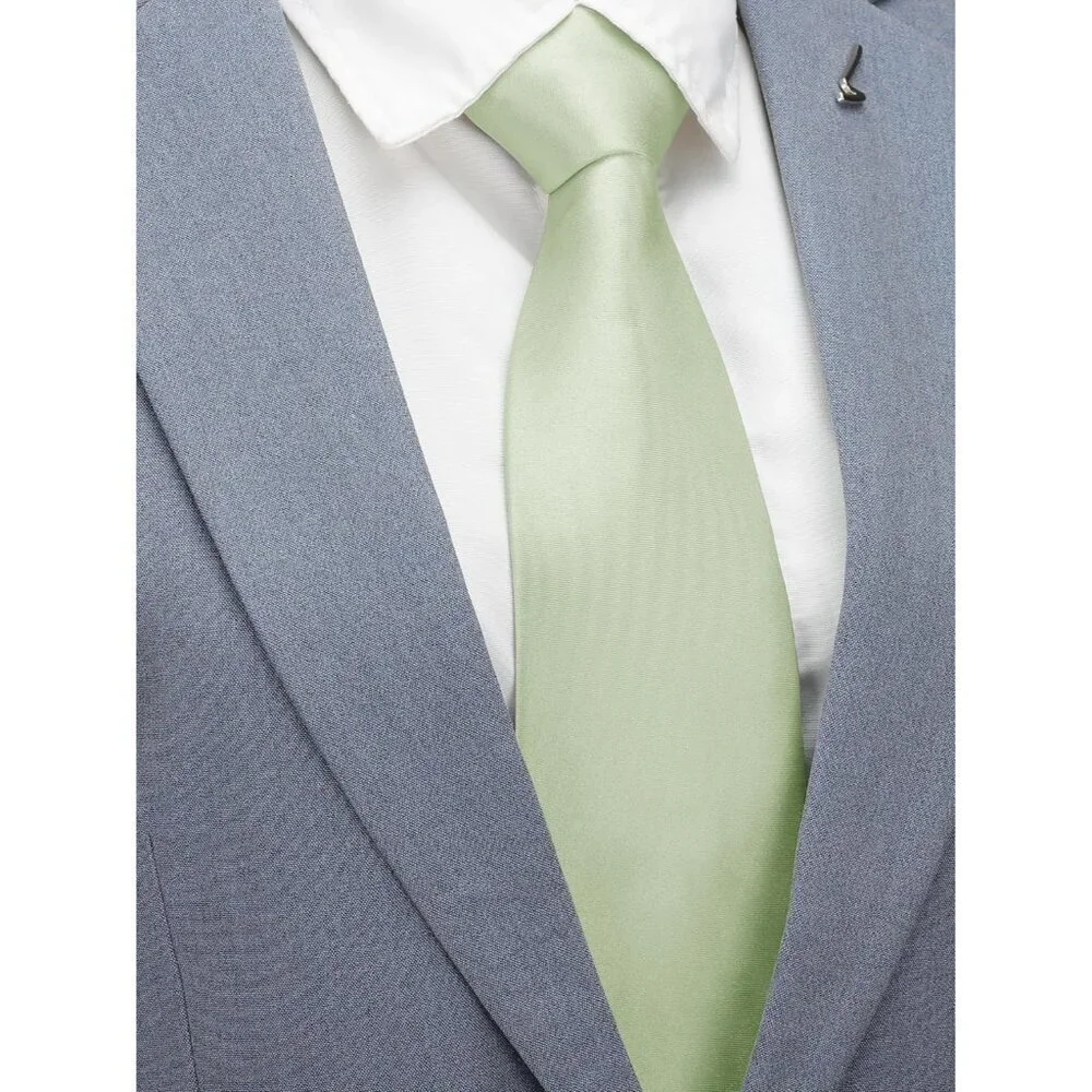 Men's Sage Green Solid Color 8 Cm (3.15in) Polyester Formal Neck Ties